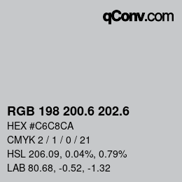 カラーコード: RGB 198 200.6 202.6 | qconv.com