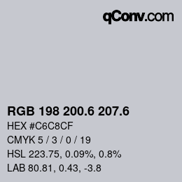 カラーコード: RGB 198 200.6 207.6 | qconv.com