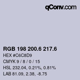 カラーコード: RGB 198 200.6 217.6 | qconv.com