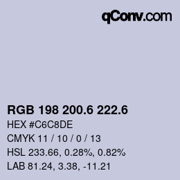 カラーコード: RGB 198 200.6 222.6 | qconv.com