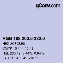 カラーコード: RGB 198 200.6 232.6 | qconv.com