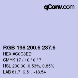 カラーコード: RGB 198 200.6 237.6 | qconv.com