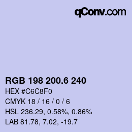 カラーコード: RGB 198 200.6 240 | qconv.com