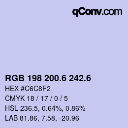 カラーコード: RGB 198 200.6 242.6 | qconv.com