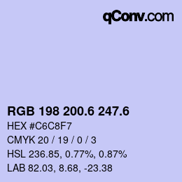 カラーコード: RGB 198 200.6 247.6 | qconv.com