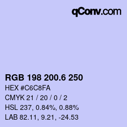 カラーコード: RGB 198 200.6 250 | qconv.com