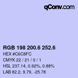 カラーコード: RGB 198 200.6 252.6 | qconv.com