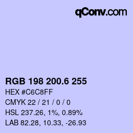 カラーコード: RGB 198 200.6 255 | qconv.com
