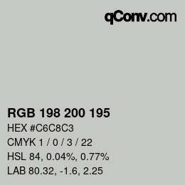 Farbcode: RGB 198 200 195 | qconv.com