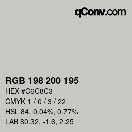颜色代码: RGB 198 200 195 | qconv.com