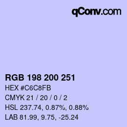 颜色代码: RGB 198 200 251 | qconv.com