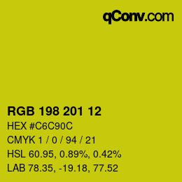 Color code: RGB 198 201 12 | qconv.com