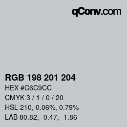 Color code: RGB 198 201 204 | qconv.com