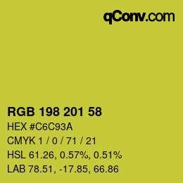Color code: RGB 198 201 58 | qconv.com