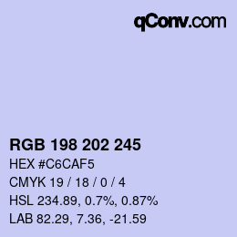 カラーコード: RGB 198 202 245 | qconv.com