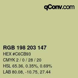 Color code: RGB 198 203 147 | qconv.com