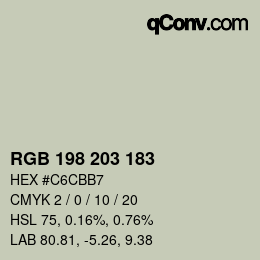 Color code: RGB 198 203 183 | qconv.com