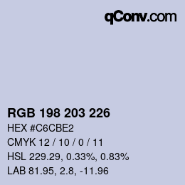 颜色代码: RGB 198 203 226 | qconv.com