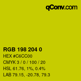 Color code: RGB 198 204 0 | qconv.com