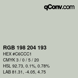 颜色代码: RGB 198 204 193 | qconv.com