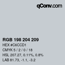 Color code: RGB 198 204 209 | qconv.com