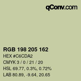 カラーコード: RGB 198 205 162 | qconv.com