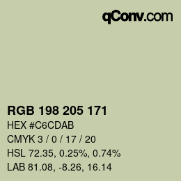 カラーコード: RGB 198 205 171 | qconv.com