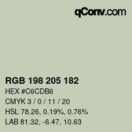 Color code: RGB 198 205 182 | qconv.com