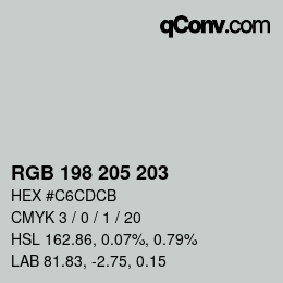 Color code: RGB 198 205 203 | qconv.com