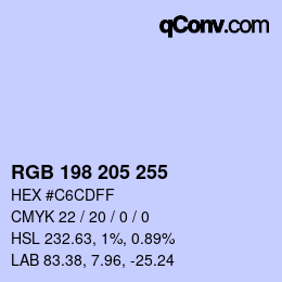 カラーコード: RGB 198 205 255 | qconv.com