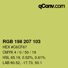 Color code: RGB 198 207 103 | qconv.com