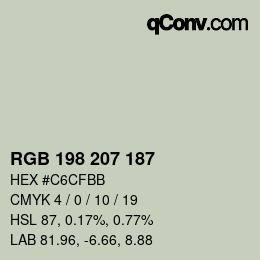颜色代码: RGB 198 207 187 | qconv.com