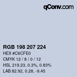 カラーコード: RGB 198 207 224 | qconv.com