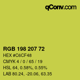 Color code: RGB 198 207 72 | qconv.com