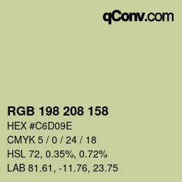 カラーコード: RGB 198 208 158 | qconv.com
