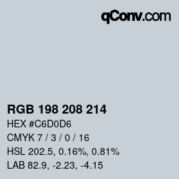 Farbcode: RGB 198 208 214 | qconv.com