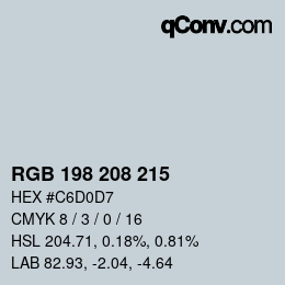 Código de color: RGB 198 208 215 | qconv.com