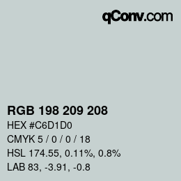 颜色代码: RGB 198 209 208 | qconv.com