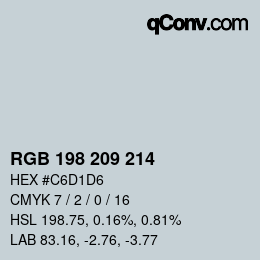 颜色代码: RGB 198 209 214 | qconv.com