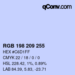 Color code: RGB 198 209 255 | qconv.com