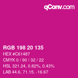 Color code: RGB 198 20 135 | qconv.com