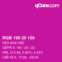 Color code: RGB 198 20 158 | qconv.com