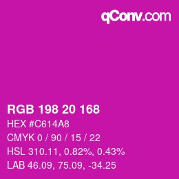 Color code: RGB 198 20 168 | qconv.com