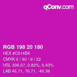 Color code: RGB 198 20 180 | qconv.com