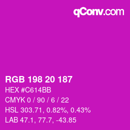 Color code: RGB 198 20 187 | qconv.com