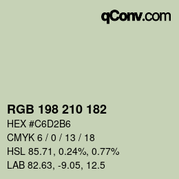 Color code: RGB 198 210 182 | qconv.com
