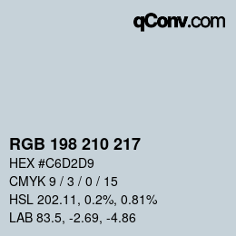 Código de color: RGB 198 210 217 | qconv.com