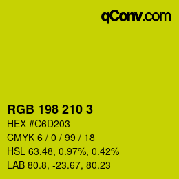 Color code: RGB 198 210 3 | qconv.com