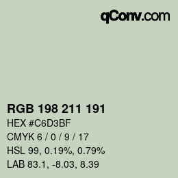 Color code: RGB 198 211 191 | qconv.com