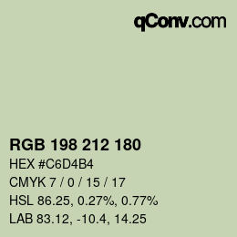 Color code: RGB 198 212 180 | qconv.com